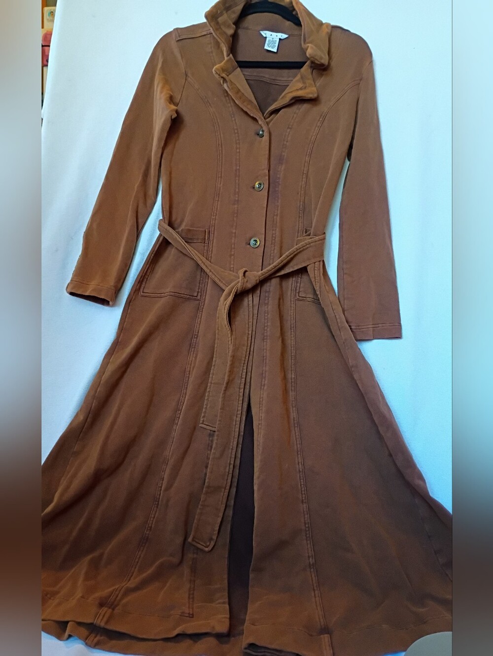 CAbi Rustic Brown Belted Maxi Trench